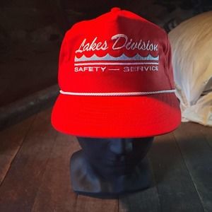 Vintage retro 1980s Lake Red Boat Sales Summer Beach Hat